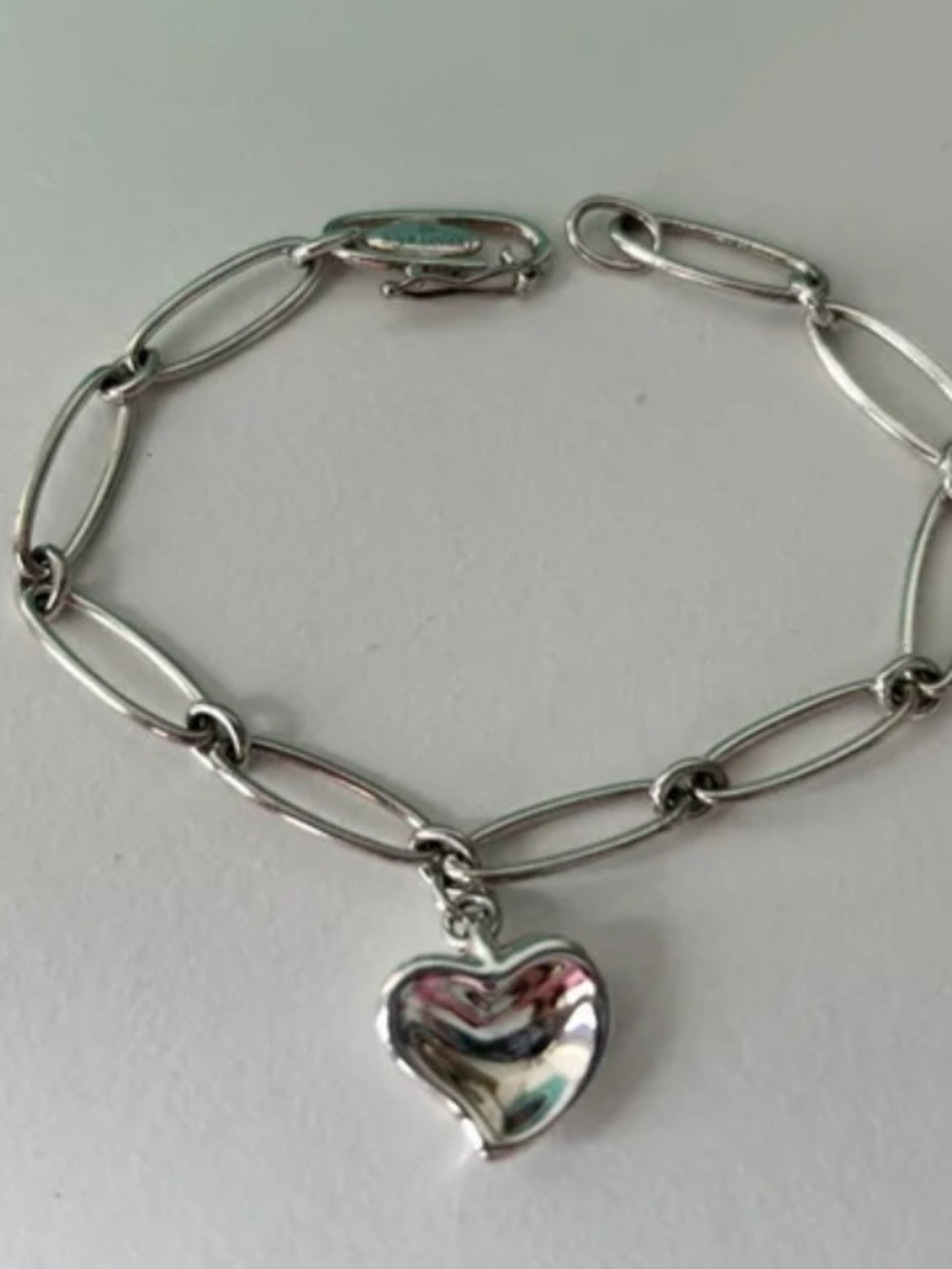 Tiffany & Co. sterling Silver Heart Elsa Paretti Charm Link Bracelet
